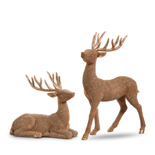 10" Laying Bronze Glittered Deer