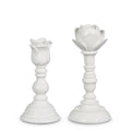 8" WHITE FLORAL CANDLE STICK