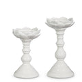 9.75" WHITE FLORAL CANDLE HOLDERS