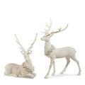 18" White Deer with Holly Wreath (LAYING DOWN)