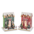 10.5" Lighted Striped Paper House (GREEN ONLY)