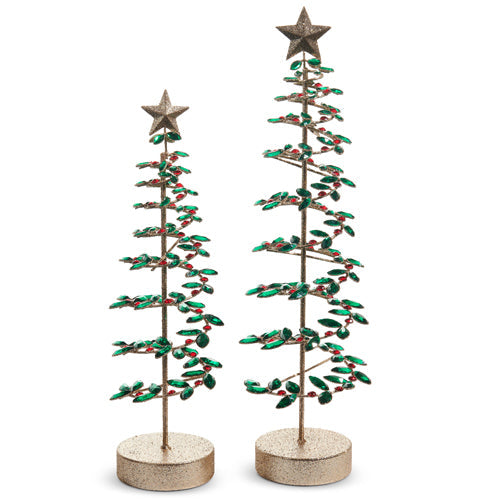 19" Red and Green Jeweled Spiral Trees-LARGE
