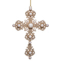 6.5" Glitter and Pearl Cross Ornament