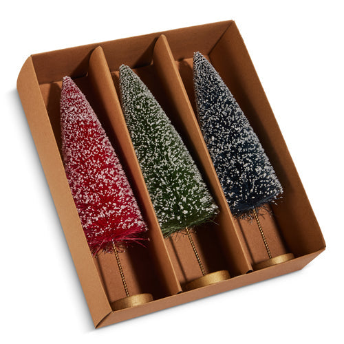 10.75" Box of Multicolor Bottle Brush Trees