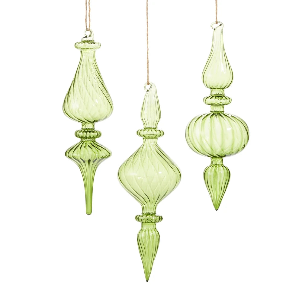 10" Green Transparent Finial Ornament (LEFT ONLY)