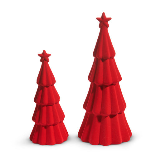 10" Red Tiered Flocked Trees (LARGE)