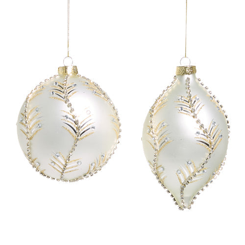 5" White and Gold Leaf Ornament (BALL ONLY)
