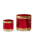 5" D X 5" H Red and Gold Metal Container (SMALL ONLY)