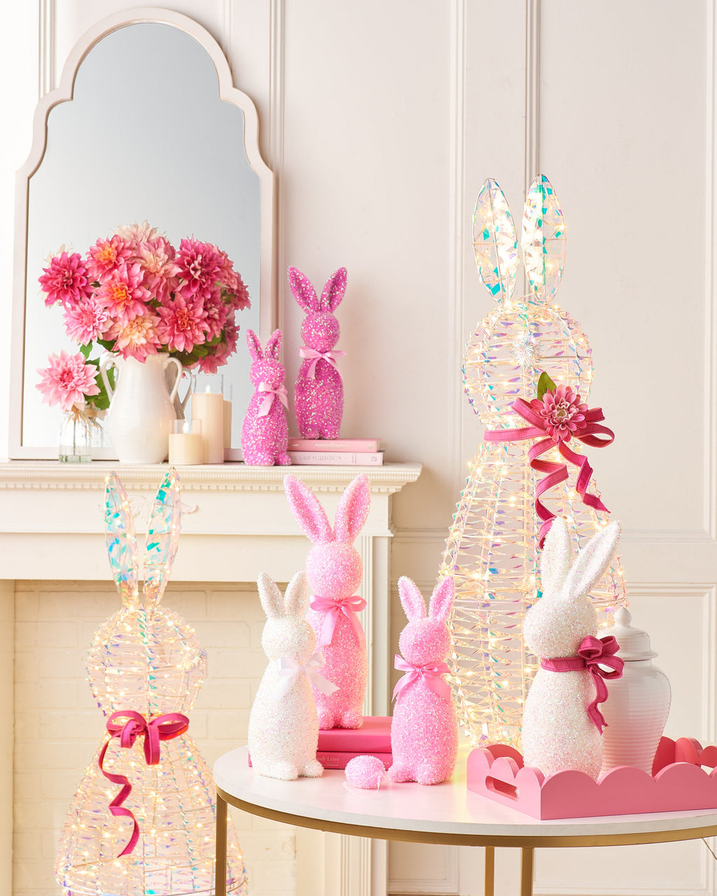 16" IRIDESCENT WHITE FLOCKED BUNNY