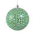 4" Green Greek Key Ball Ornament