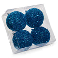 4" Box of Blue Glittered Ball Ornaments