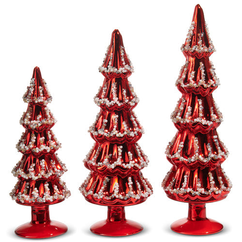 12" Red Beaded Trees (MEDIUM)