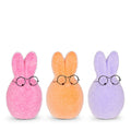 6" Sherbet Flocked Bunny Head with Glasses-Purple Only