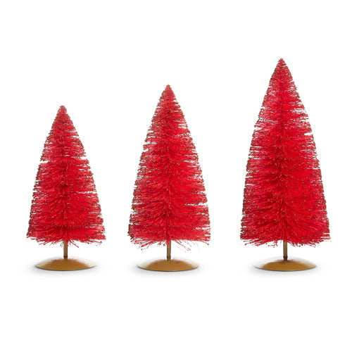 12" Red Glittered Bottle Brush Tree (MEDIUM ONLY)