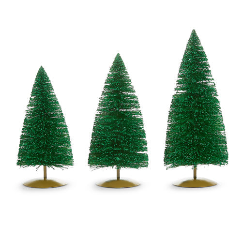 12" Green Glittered Bottle Brush Tree (MEDIUM ONLY)
