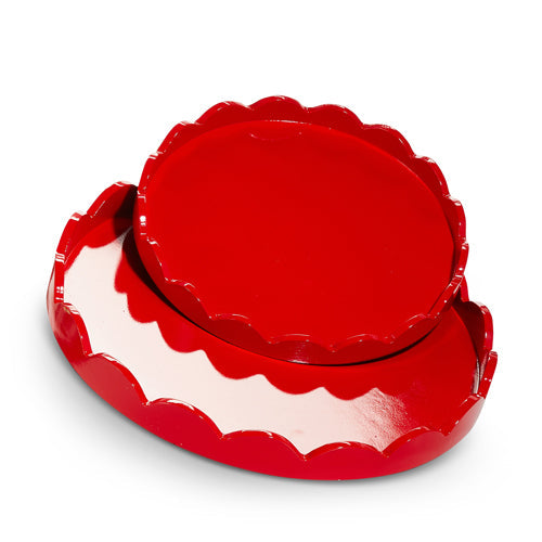 16" Round Red Scallop Tray (LARGE ONLY)