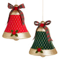 12" Red and Green Velvet Bell Ornament (GREEN ONLY)SHIPS 9/1/2026