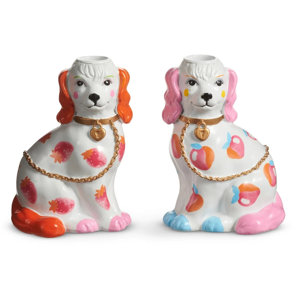 5.75" Dog Candle Holder with Fruit Motif (LEFT ONLY)