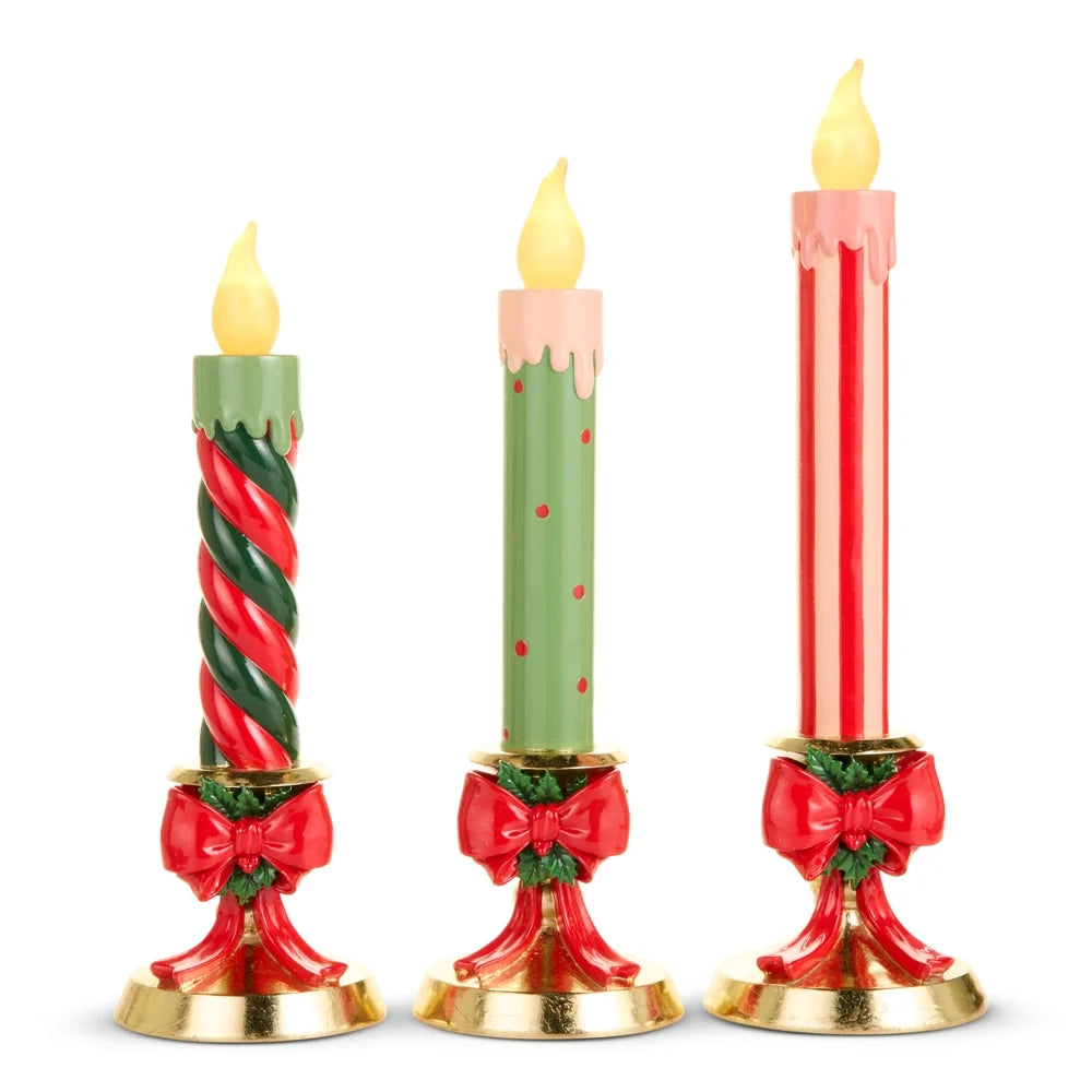 13.5" Lighted Candles on Gold Bow Base (CENTER ONLY)SHIPS 9/1/2026