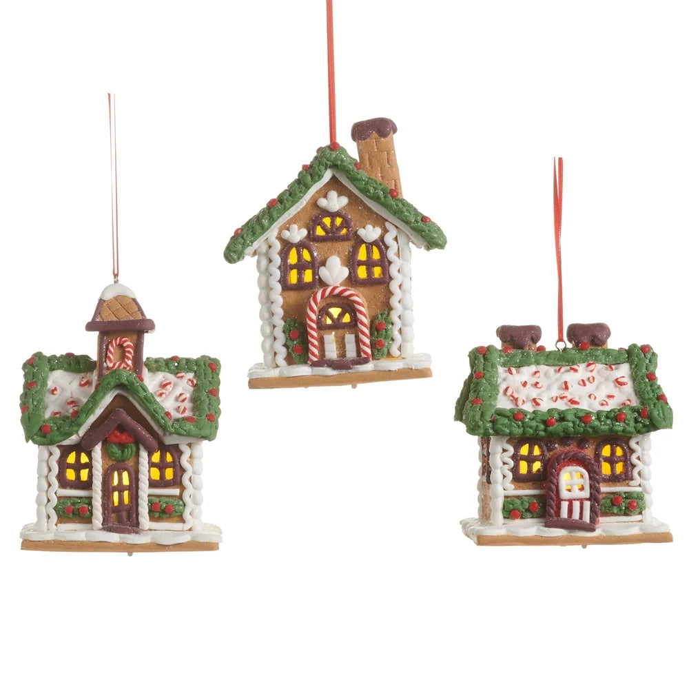 4" Chocolate Lighted Gingerbread House Ornament (CENTER ONLY)