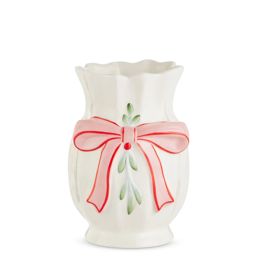 8.75" Bow and Mistletoe Vase SHIPS 9/1/2026