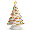 9" White and Gold Lighted Tree