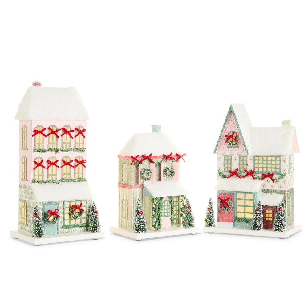 14" Snowflake Lane Lighted Paper House (LEFT ONLY)