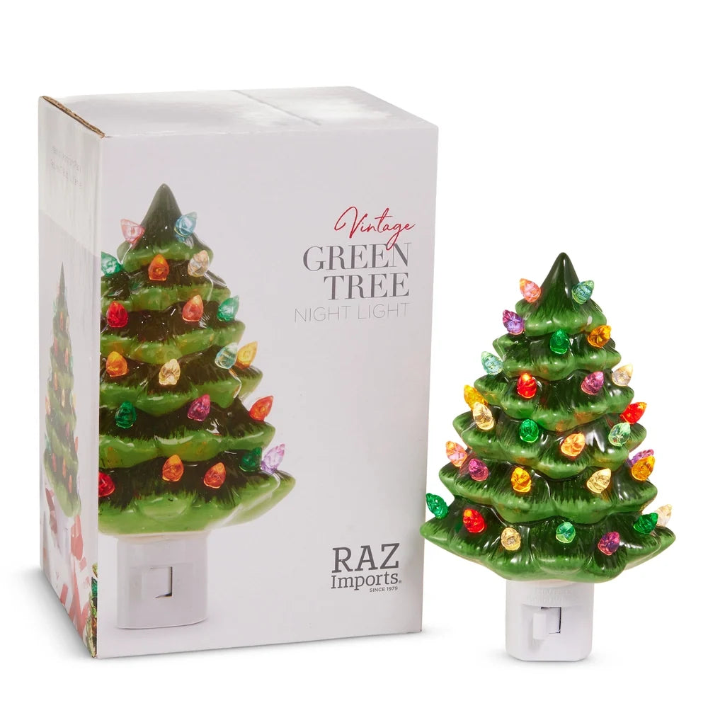 6" Boxed Vintage Green Tree Night Light