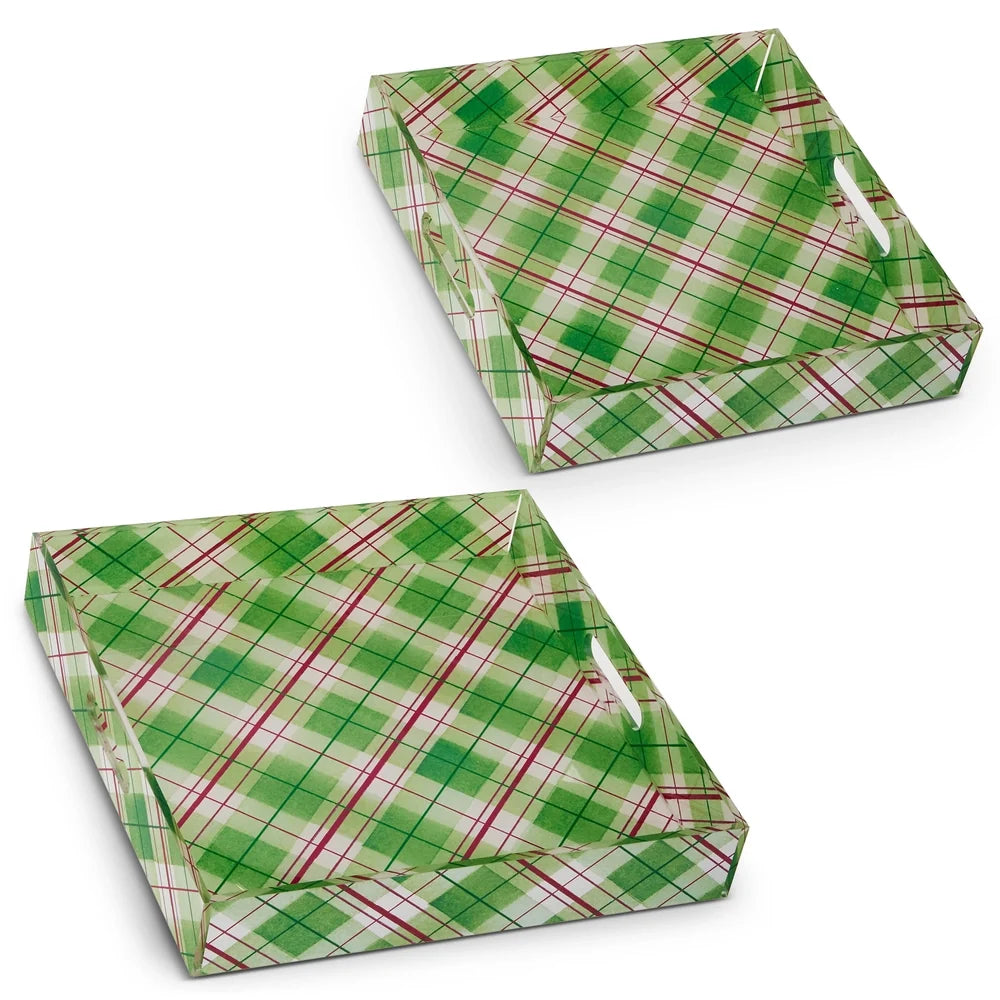 12" Sage Plaid Trays (SMALL ONLY)SHIPS 9/1/2026