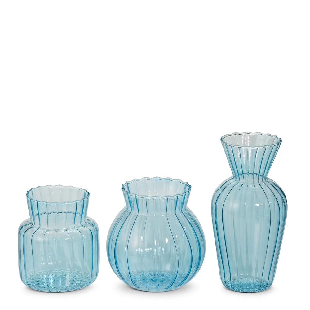 4" Blue Ribbed Vases (CENTER ONLY)