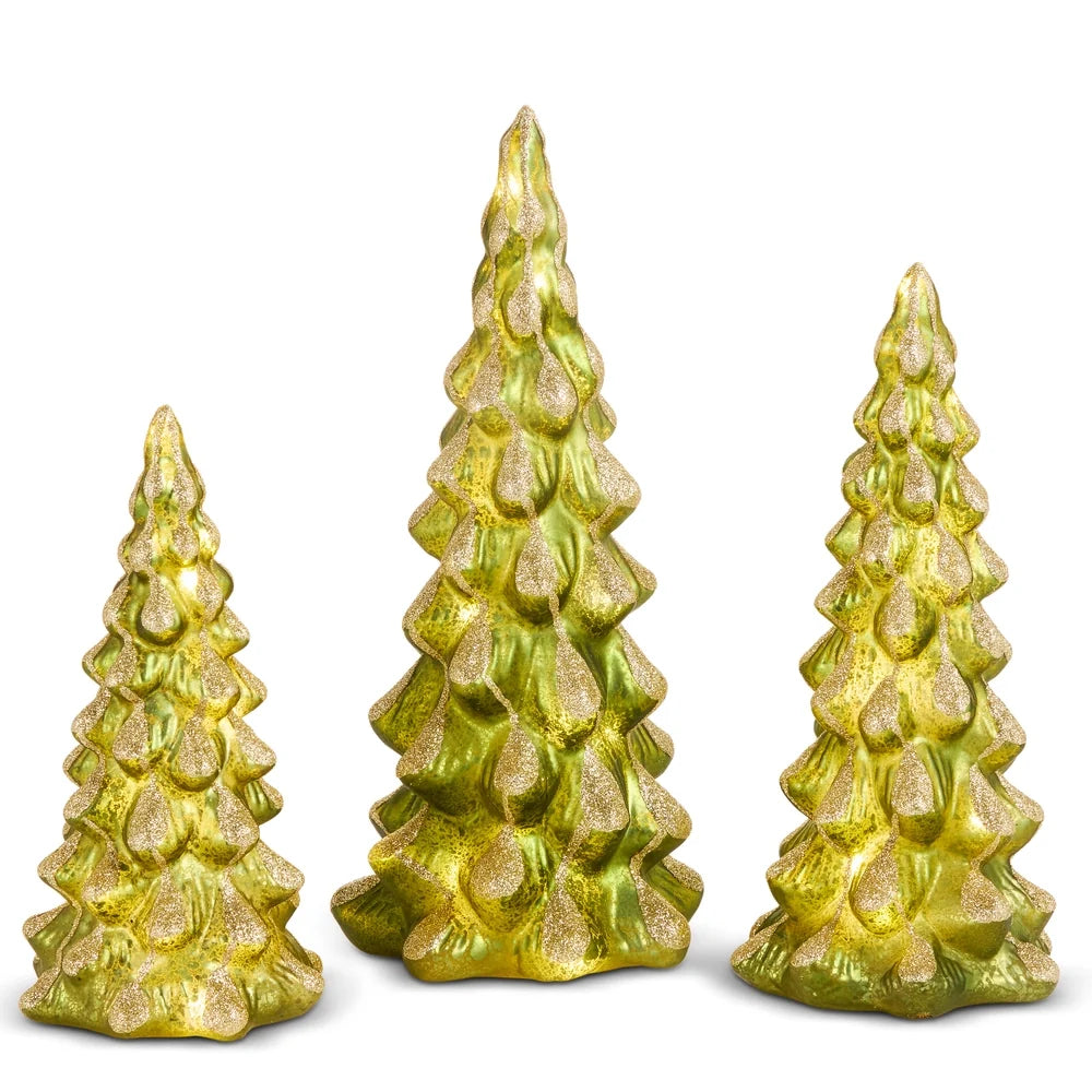 8.5" Lighted Green Snowy Trees (SMALL ONLY)