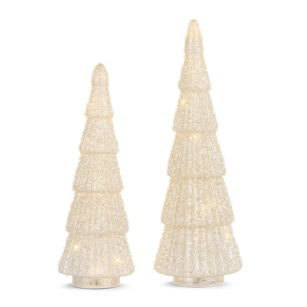 12" Lighted Champagne Glitter Trees (SMALL ONLY)