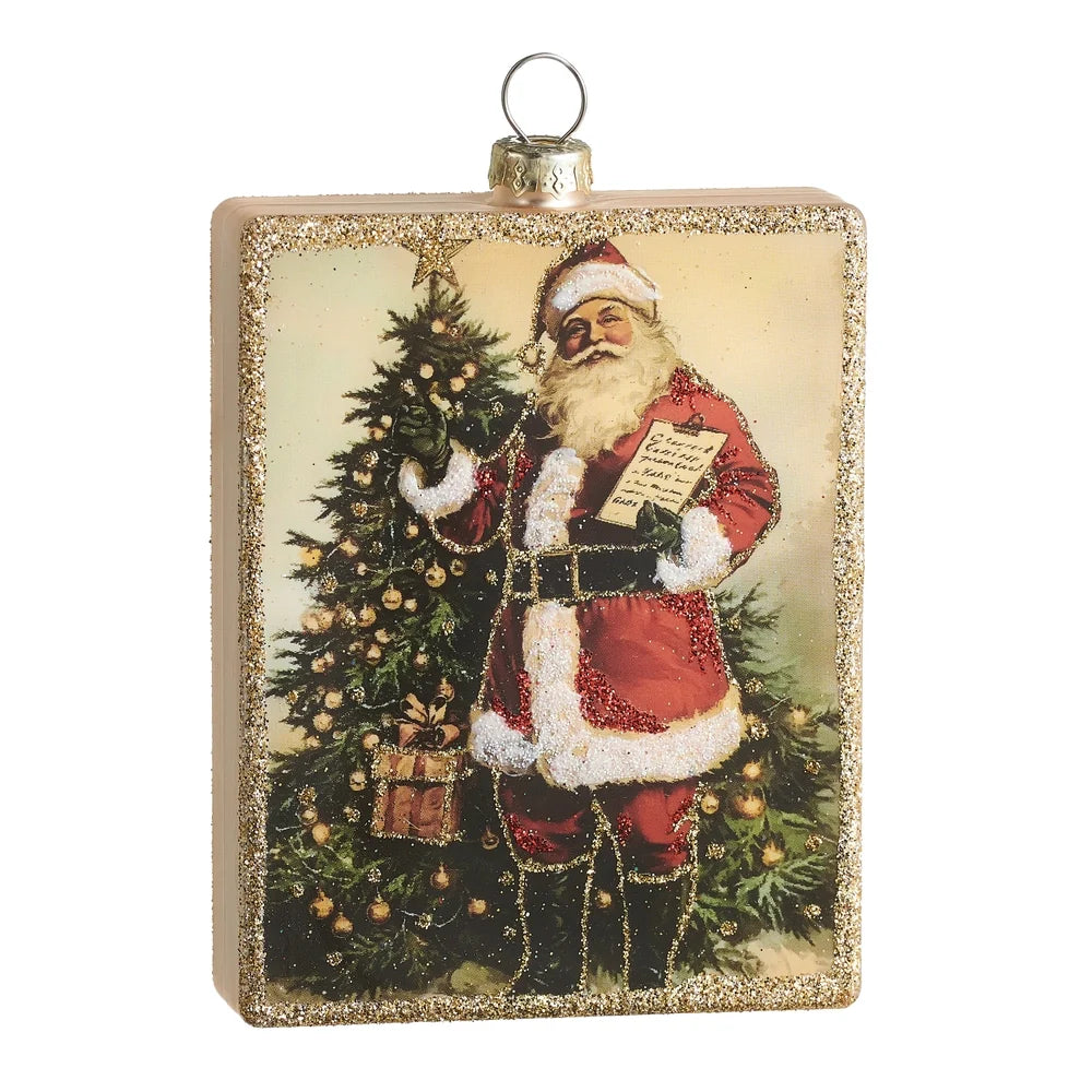 4.5" Checking It Twice Square Ornament