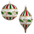 5" Holly and Stripe Ornament (BALL ONLY)
