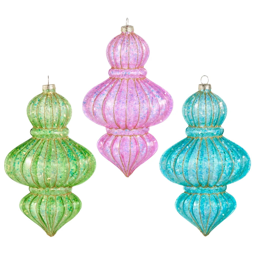 7.5" Bright Glitter Finial Ornament (BLUE ONLY)