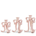 6.5" Pink Pearlescent Bow Candlesticks (SMALL ONLY)