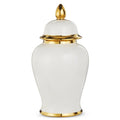 19" White and Gold Ginger Jar