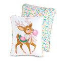 16" Bubblegum Blowin' Reindeer Pillow SHIPS 9/1/2026