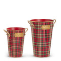 13" Red, Green and Gold Plaid Bucket Decor (LARGE ONLY)