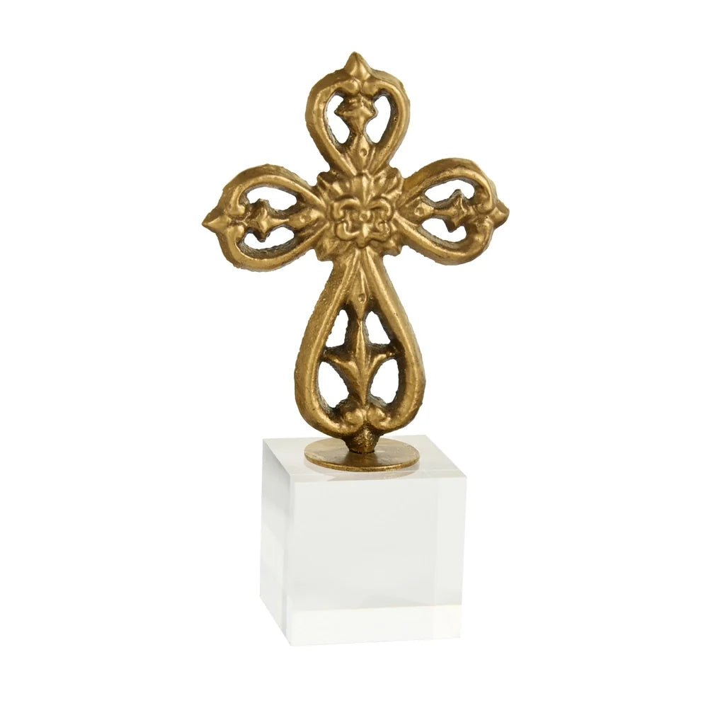 8" Antique Cross on Acrylic Base