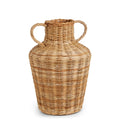 14" Wicker Ginger Jar Vase with Handles