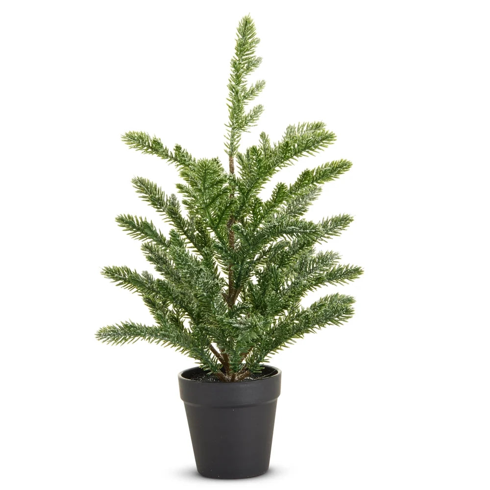 16" Potted Iced Pine Tree