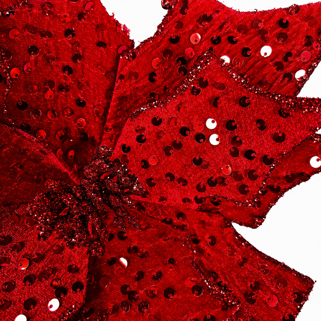11.5" Diameter Red Sequined Poinsettia Stem