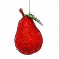 4" Sugared Pear with hanger-RED