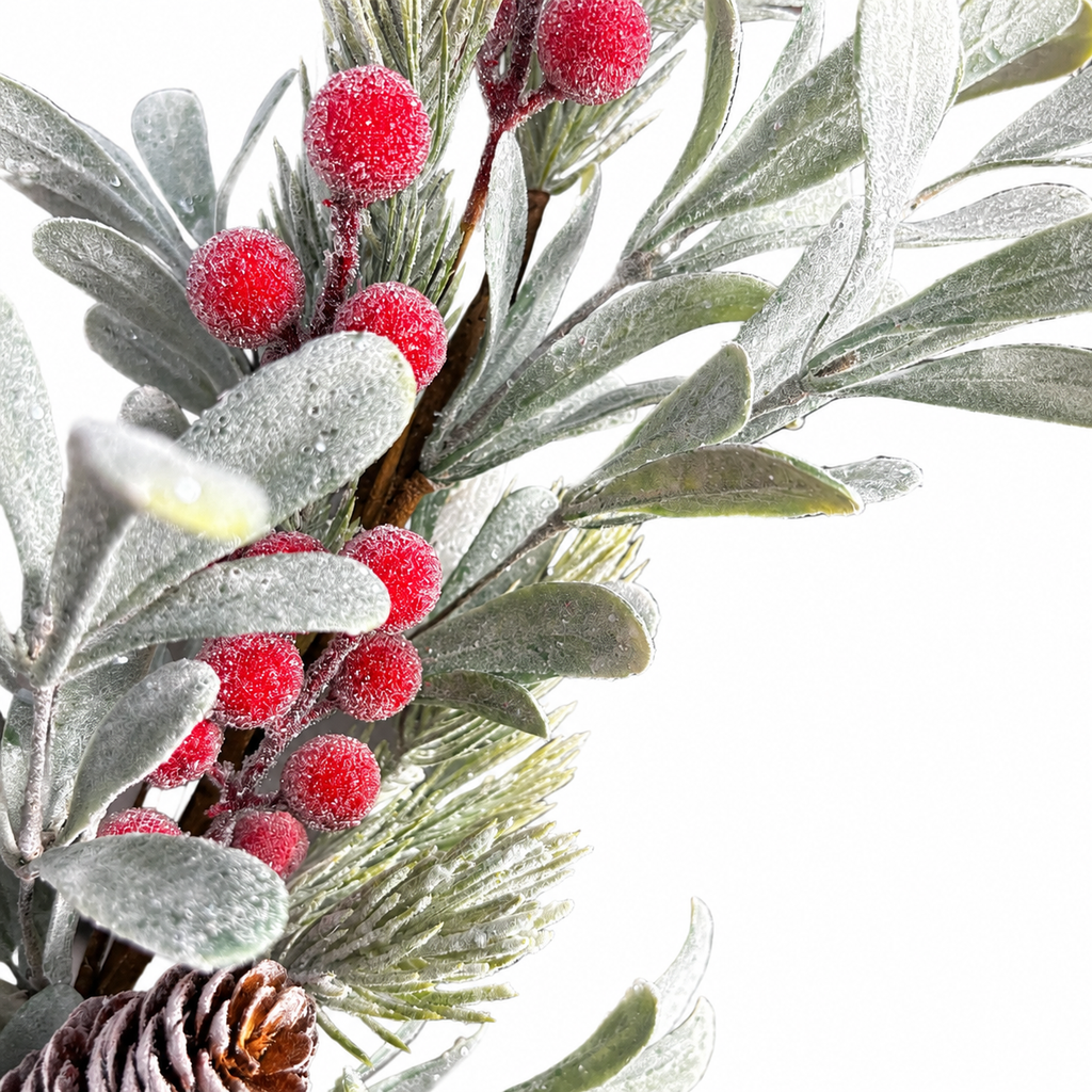 30" Sugared Berries and Greenery Stem-GREEN/RD