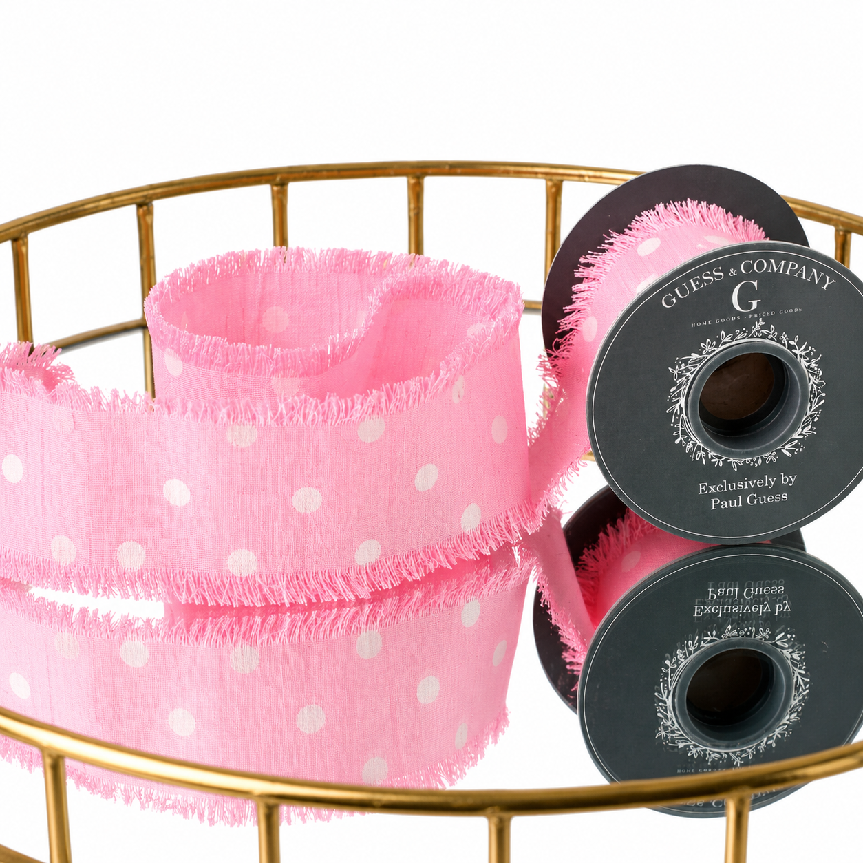 2.5" PINK WITH WHITE DOTS 5YD
