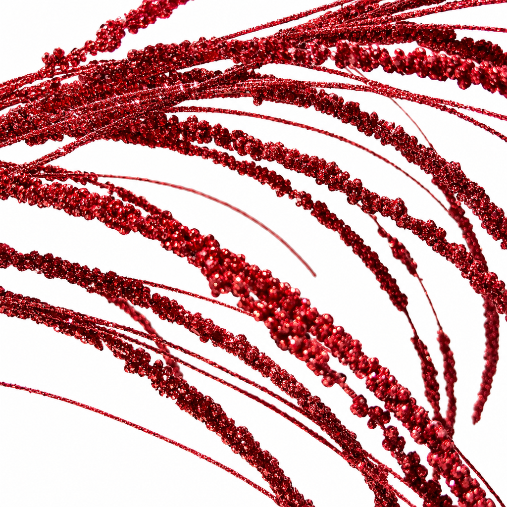 35" Red Beaded Spray