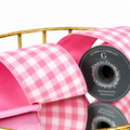 4"X5YD PINK CHECK RIBBON WITH PINK DUPION BACK