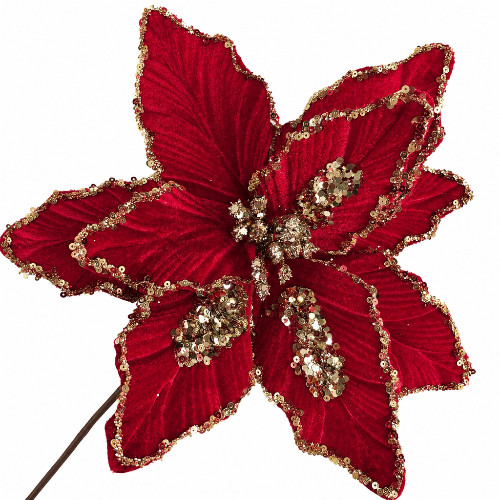 17.5" RED POINSETTIA WITH STEM