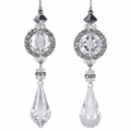 6.5IN Crystal Jewel Drop Ornament 2 Assorted, Platinum Clear